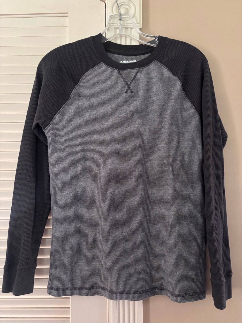 Arizona Jean Co Shirt Boys Waffle XL (18-20) Color Block Gray Long Sleeve